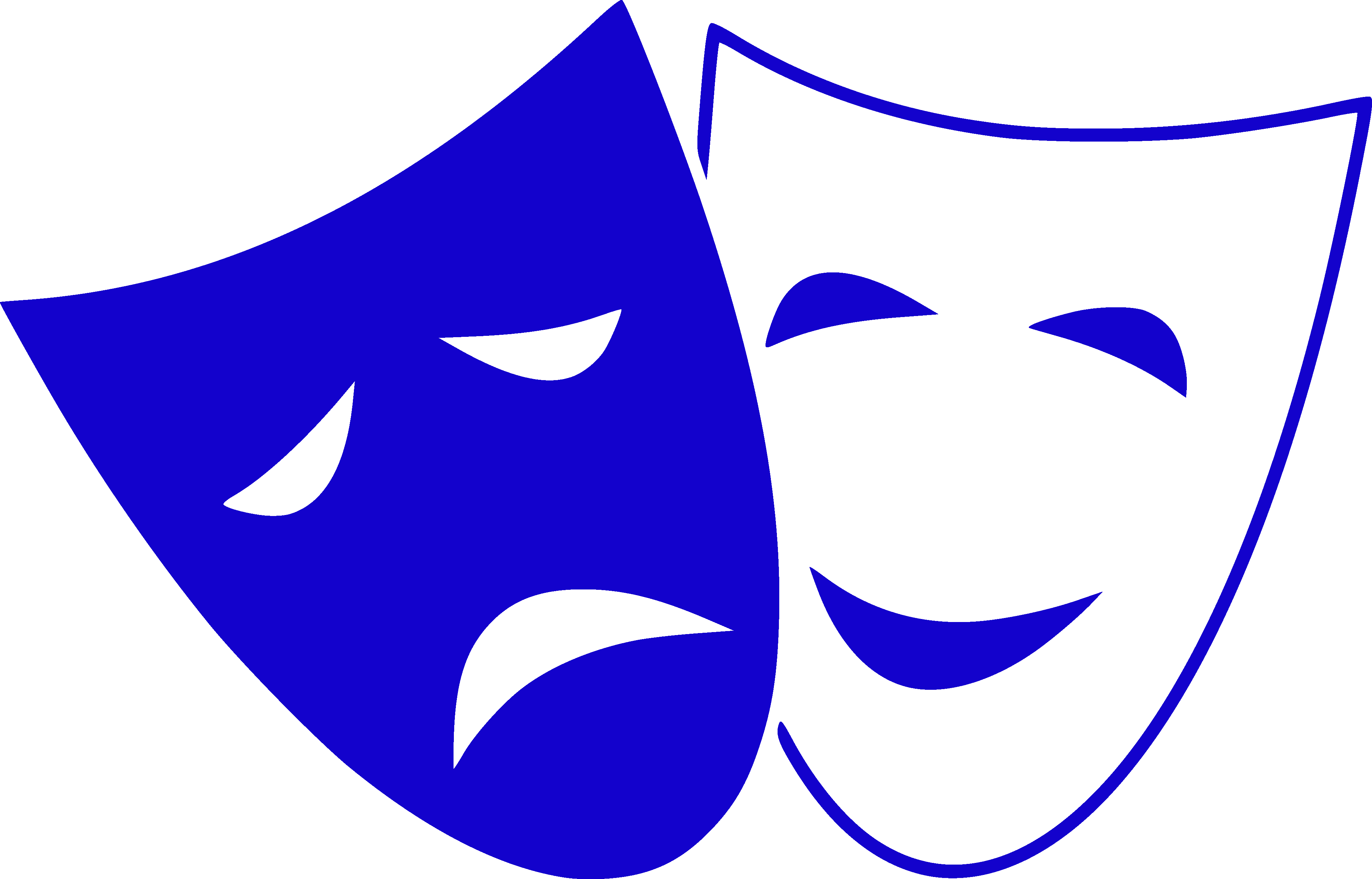 Piktogramm: Zwei Masken, eine mit traurigem, eine mit fröhlichem Ausdruck.